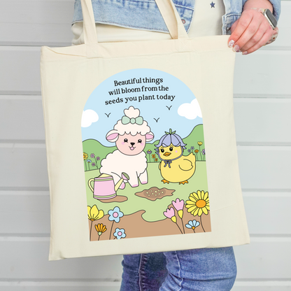 Beautiful Things Will Bloom Tote Bag