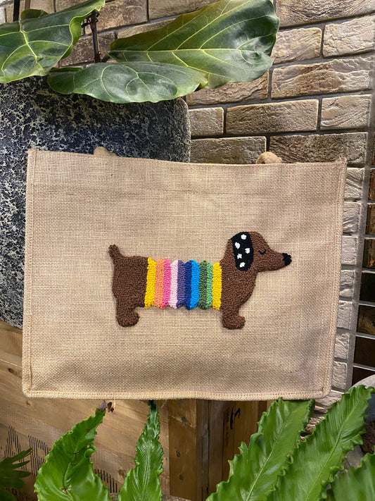 Sausage Dog Punch Needle Shoulder Bag