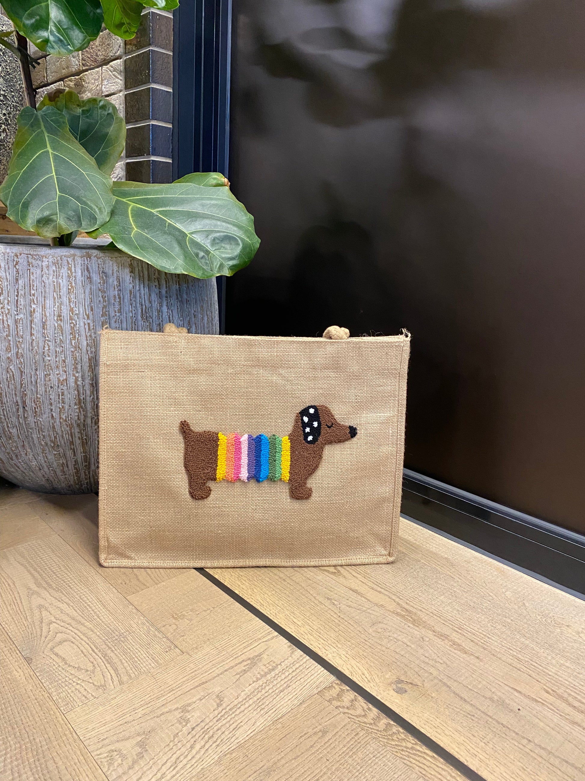 Sausage Dog Punch Needle Shoulder Bag