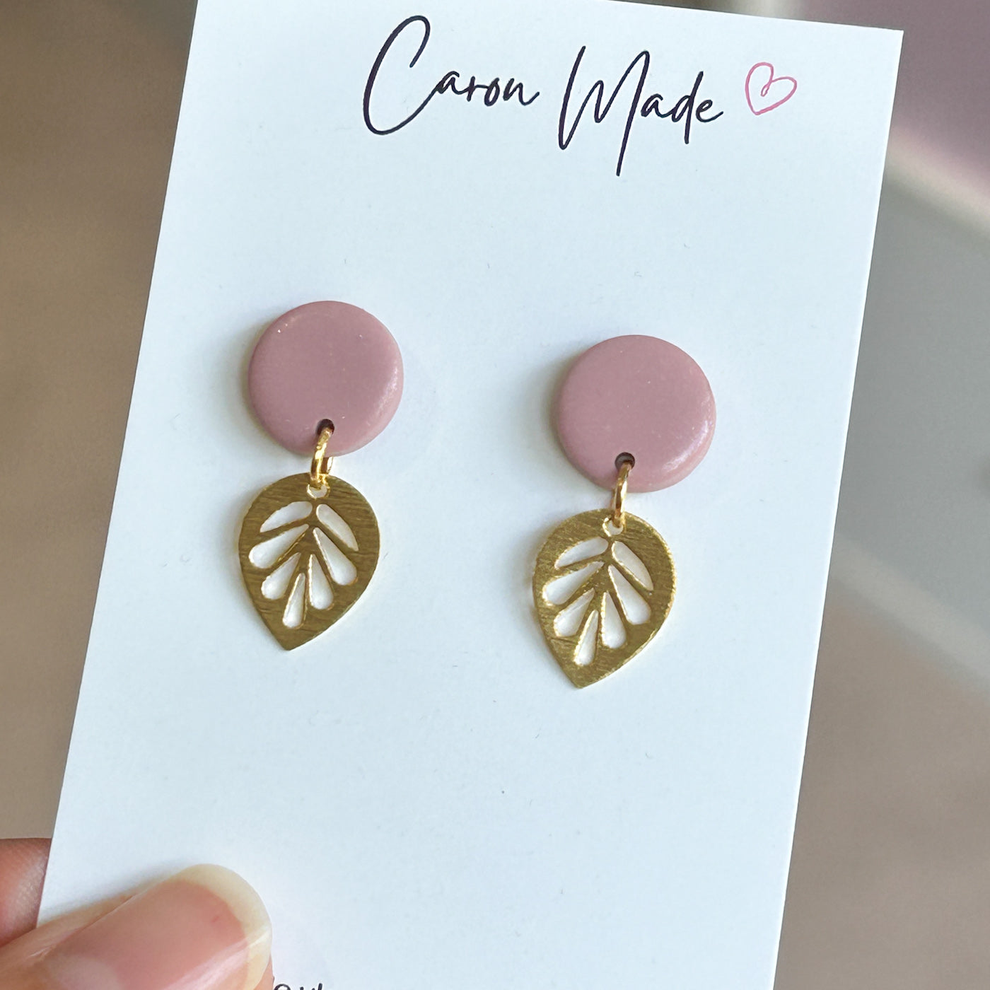 Small pink and gold earrings