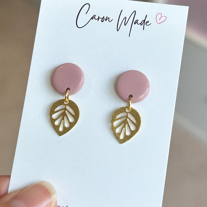 Small pink and gold earrings