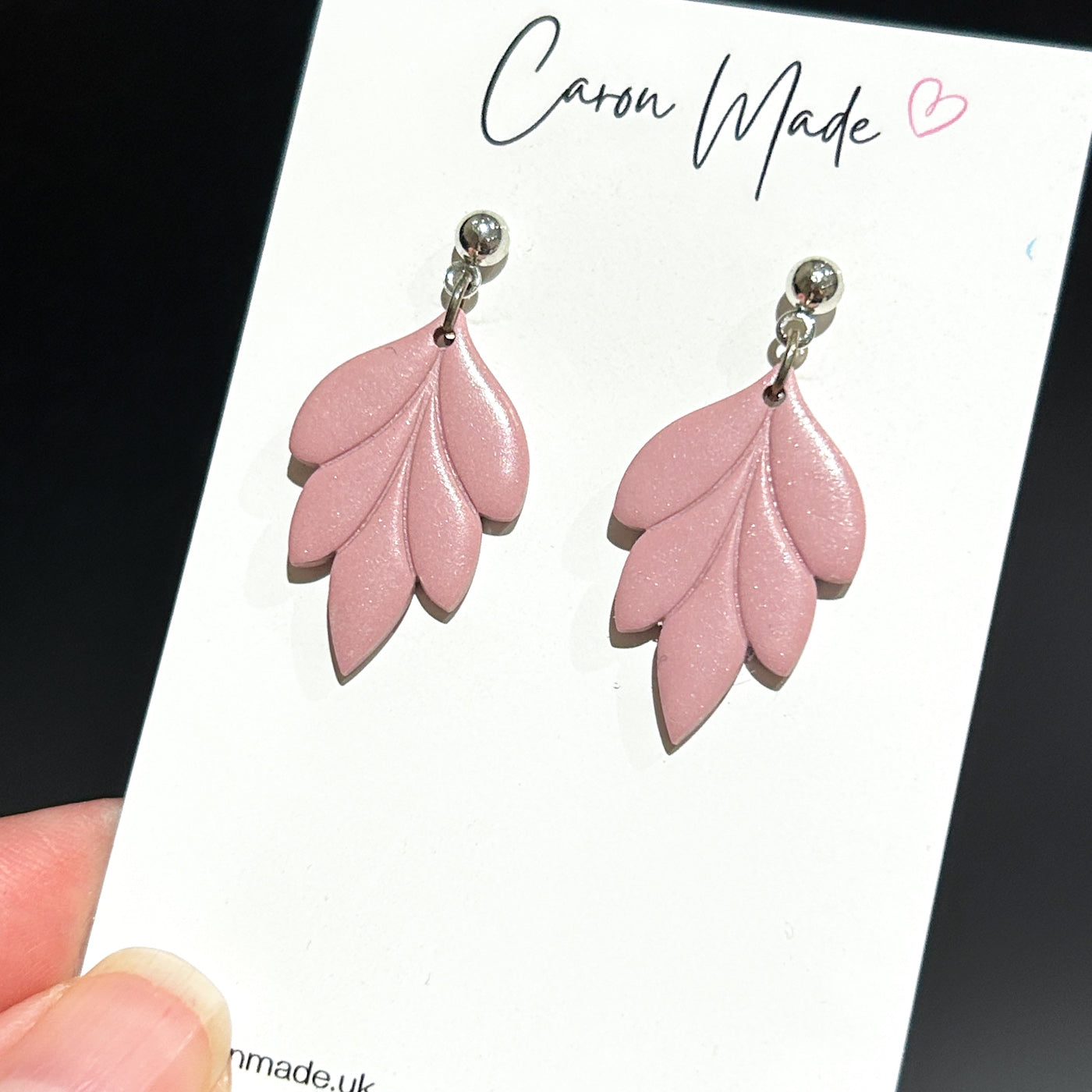 Blush pink floral shape earrings with silver stud
