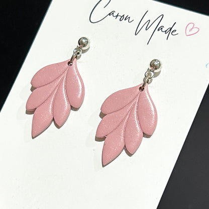 Blush pink floral shape earrings with silver stud