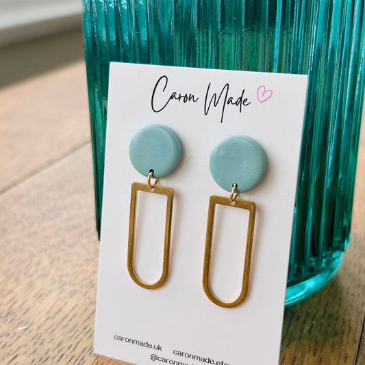 Blue and brass earrings