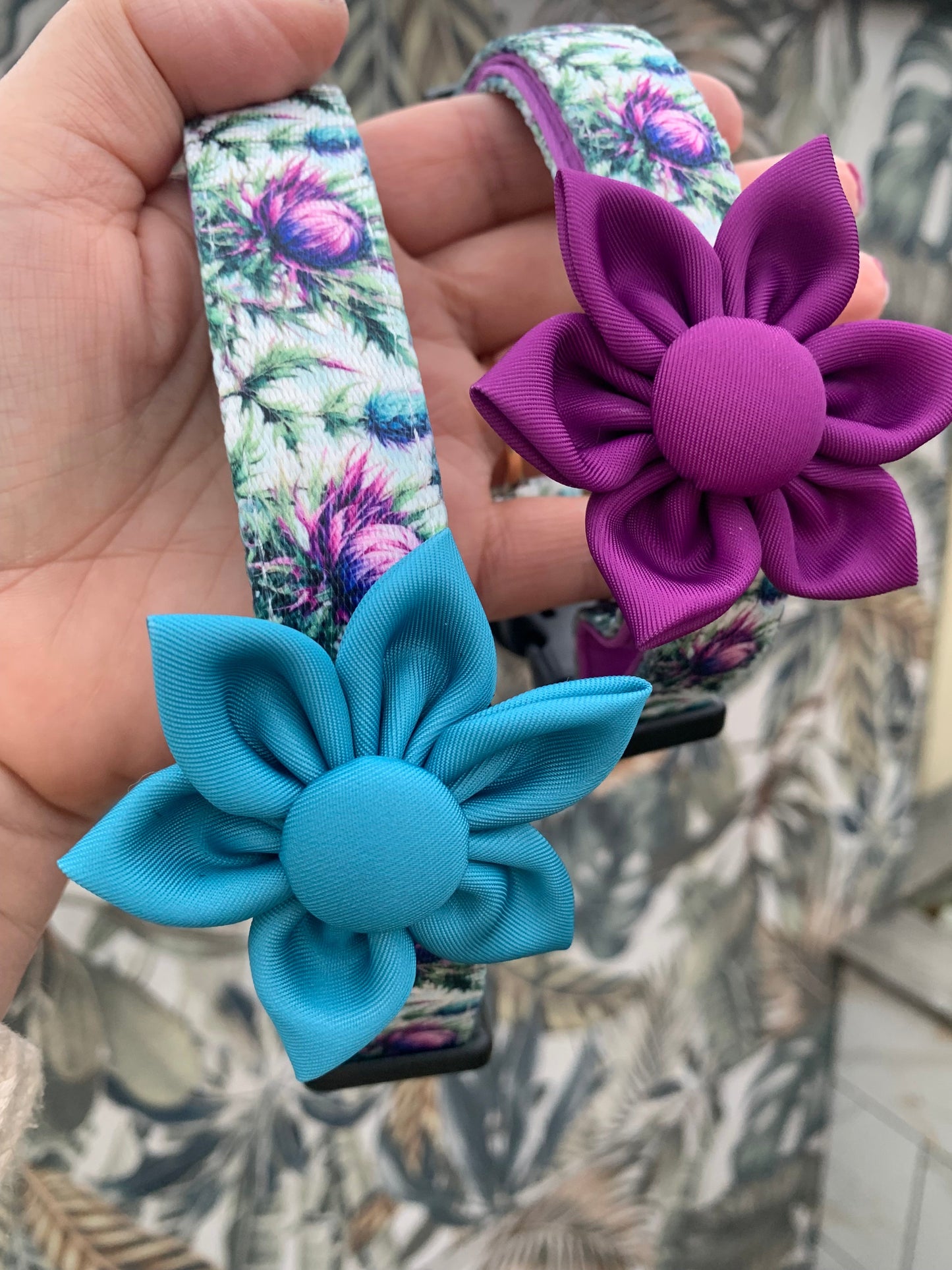 Flower Pet Collar Accessory Magenta Purple