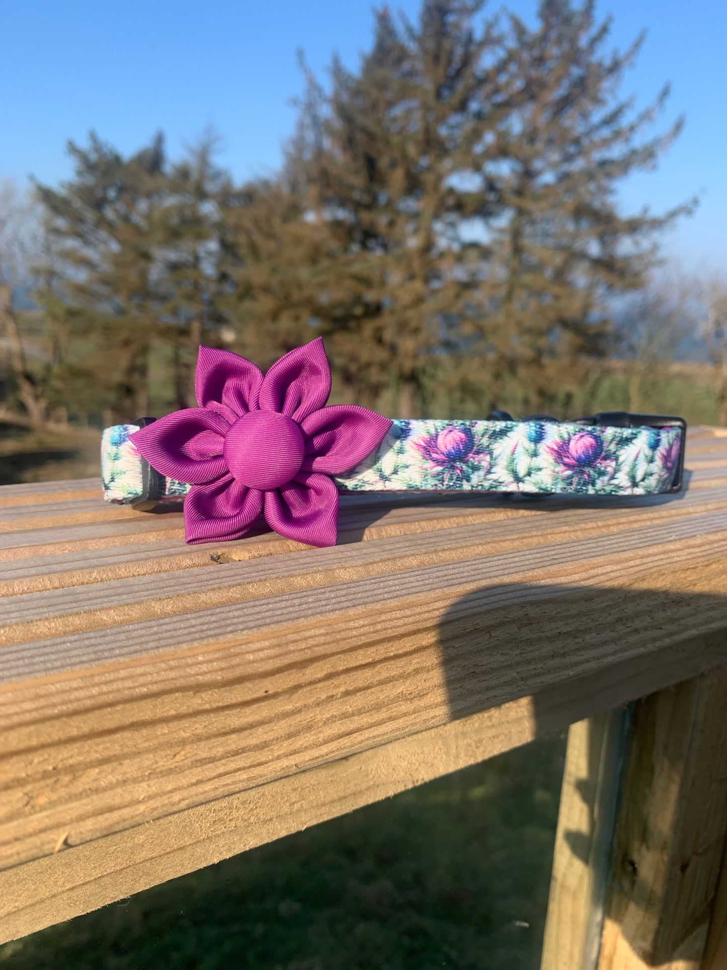 Flower Pet Collar Accessory Magenta Purple