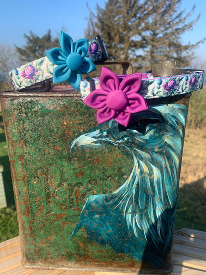 Flower Pet Collar Accessory Magenta Purple