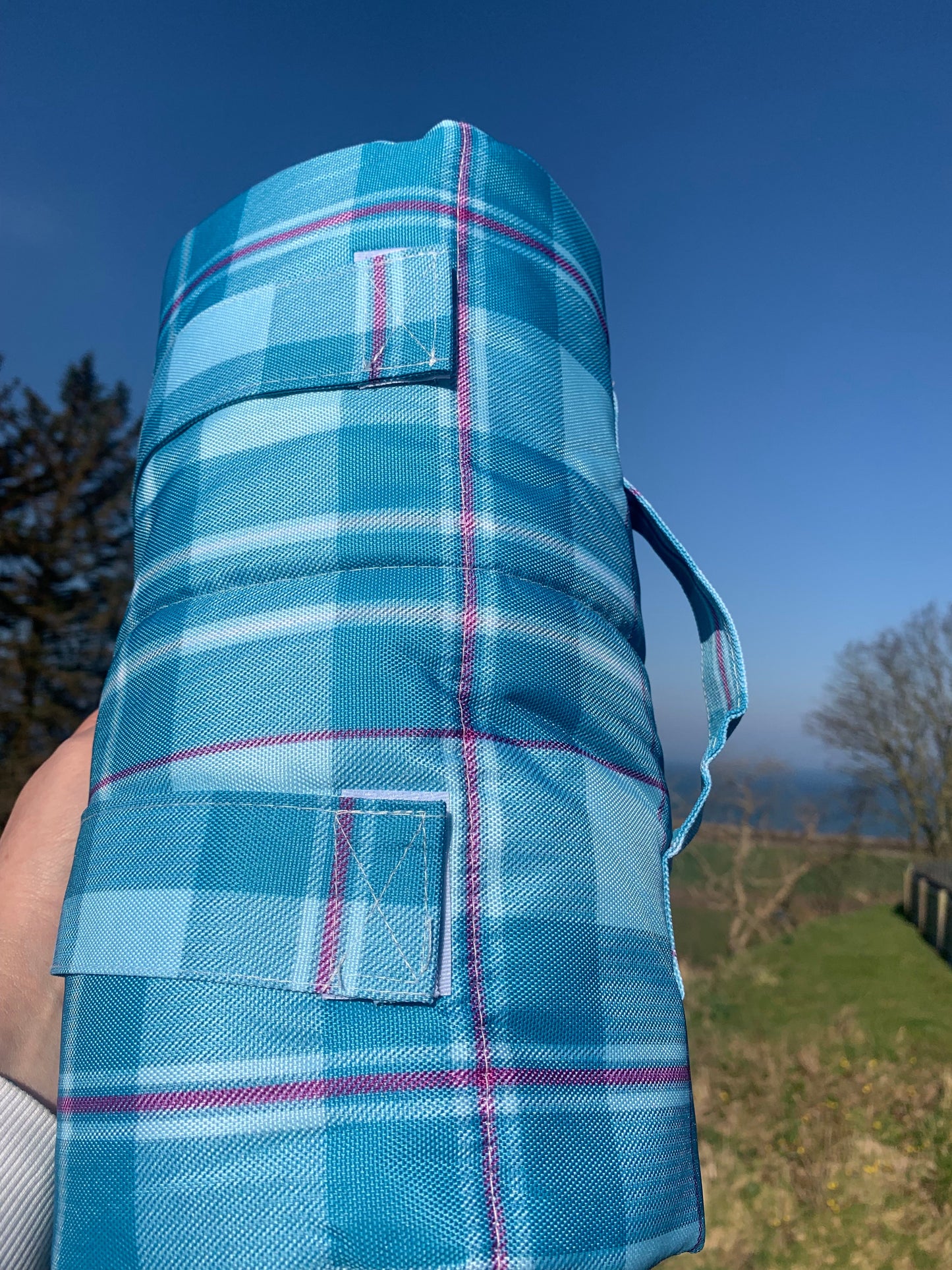 Turquoise Tartan Pet Travel and Settle Mat