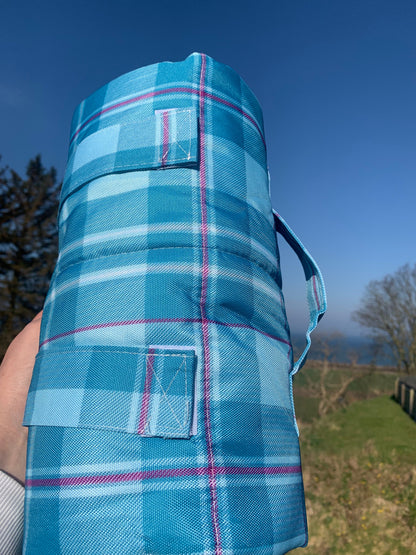 Turquoise Tartan Pet Travel and Settle Mat