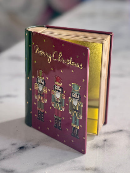 Traditional Christmas Book Tin – Decorative Festive Storage