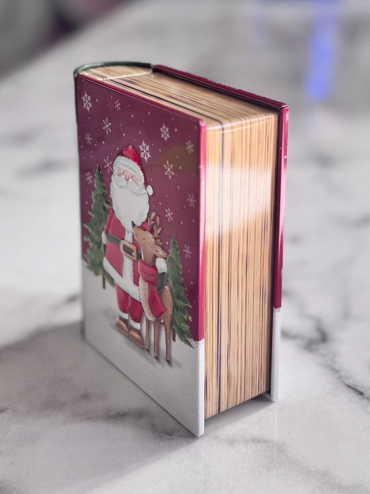 Traditional Christmas Book Tin – Decorative Festive Storage