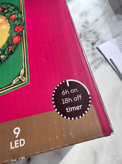 LED Light Up Christmas Book Green & Gold with Timer