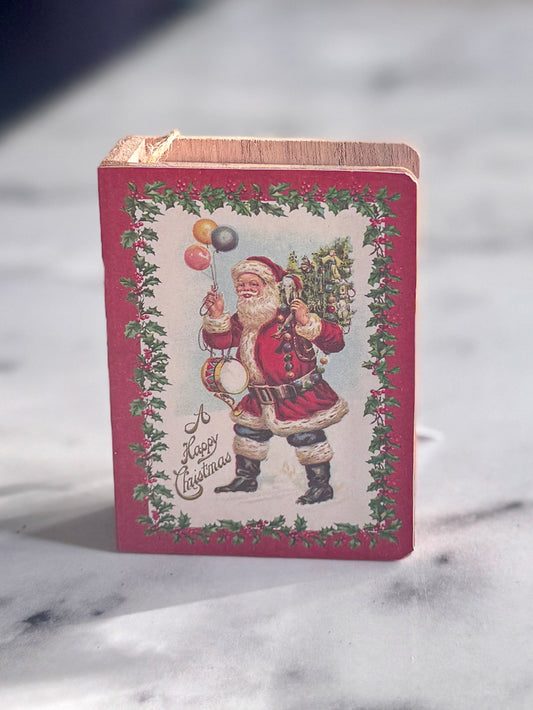 Vintage-Style Father Christmas Book Tree Decoration A Happy Christmas – Red