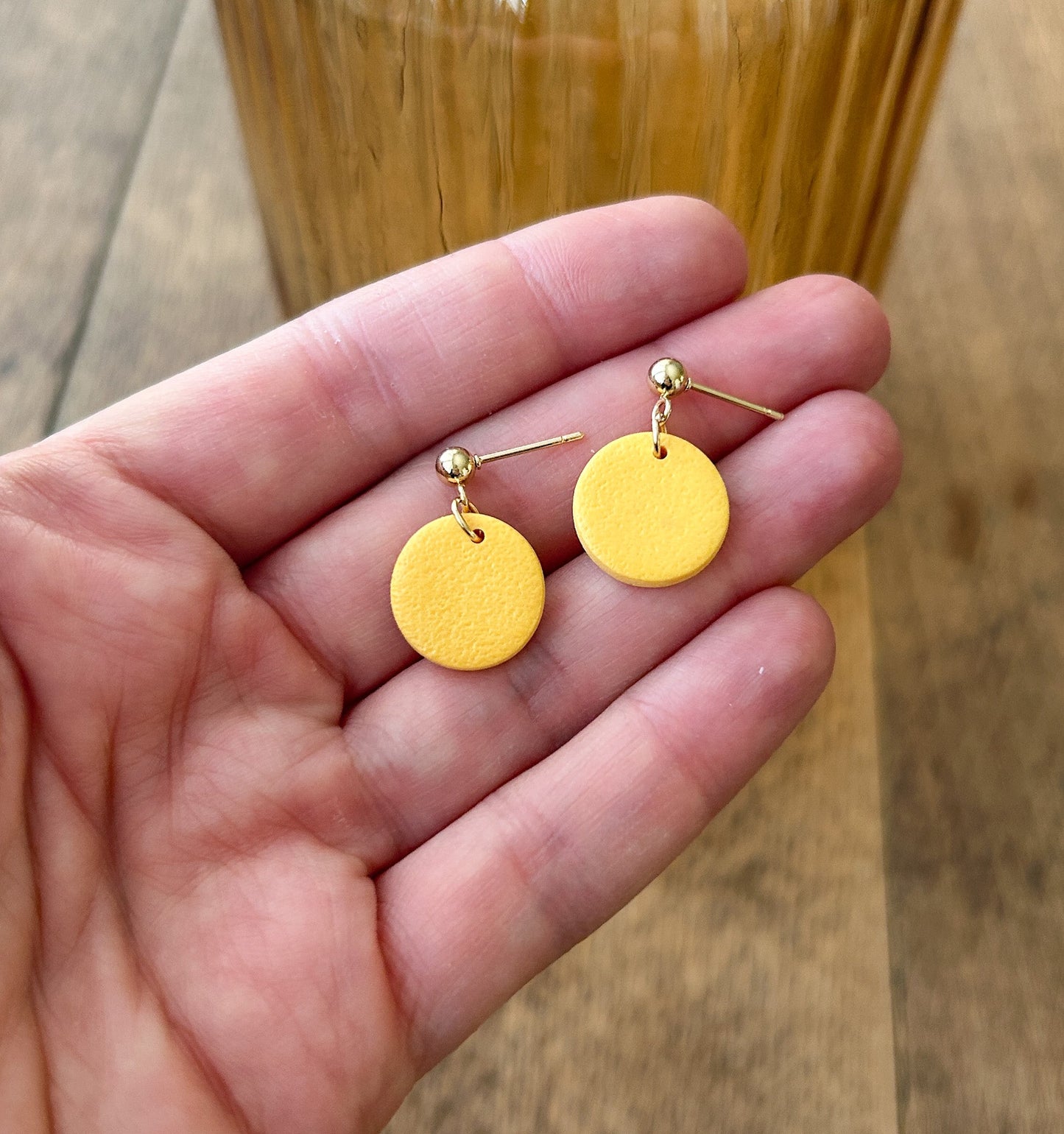 Yellow small drop earrings