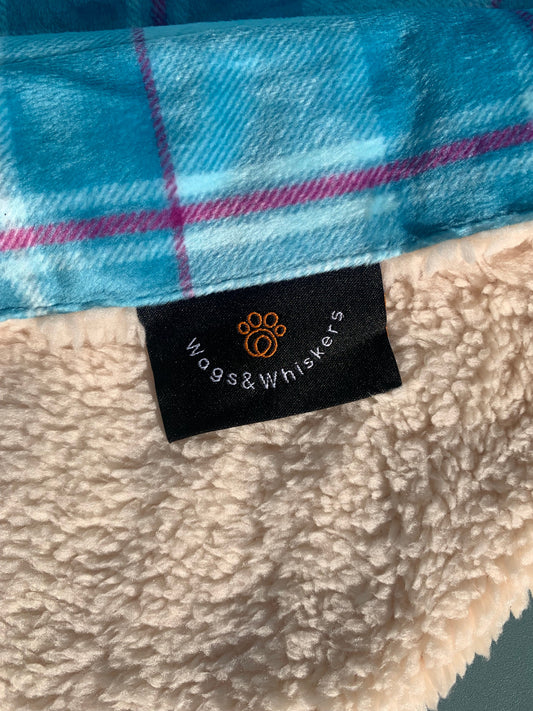 Pet Snuggle Blanket Turquoise Tartan