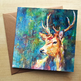 Watcher in the Wood – Stag Greeting Card