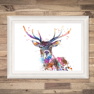 Splatter Rainbow Stag – A4 Art