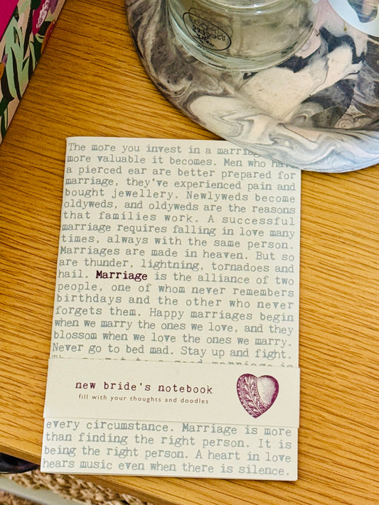 A6 Notebook: New Bride’s – For Thoughts, Dreams & All the Love Notes