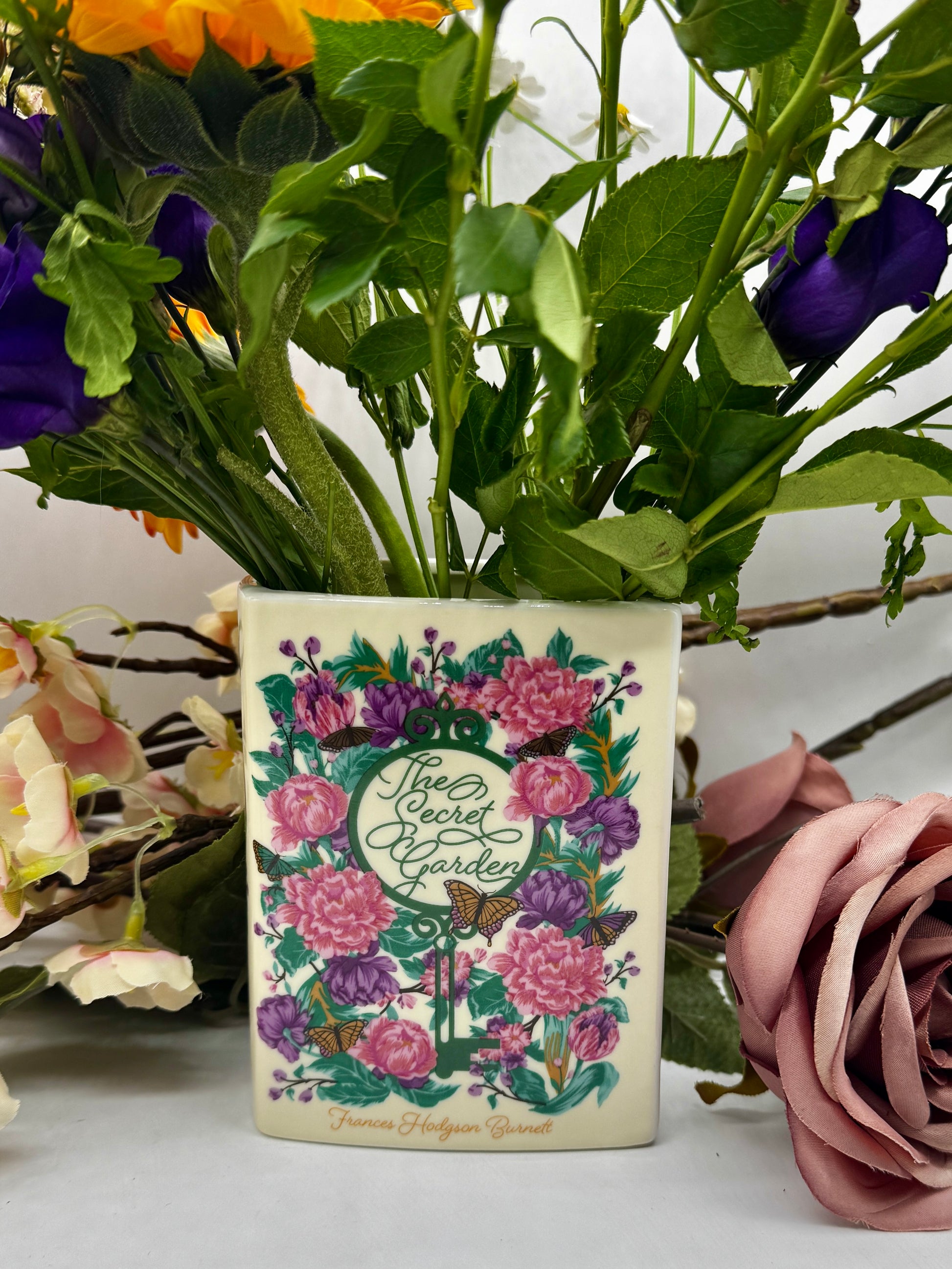 Book Vase: The Secret Garden Pink