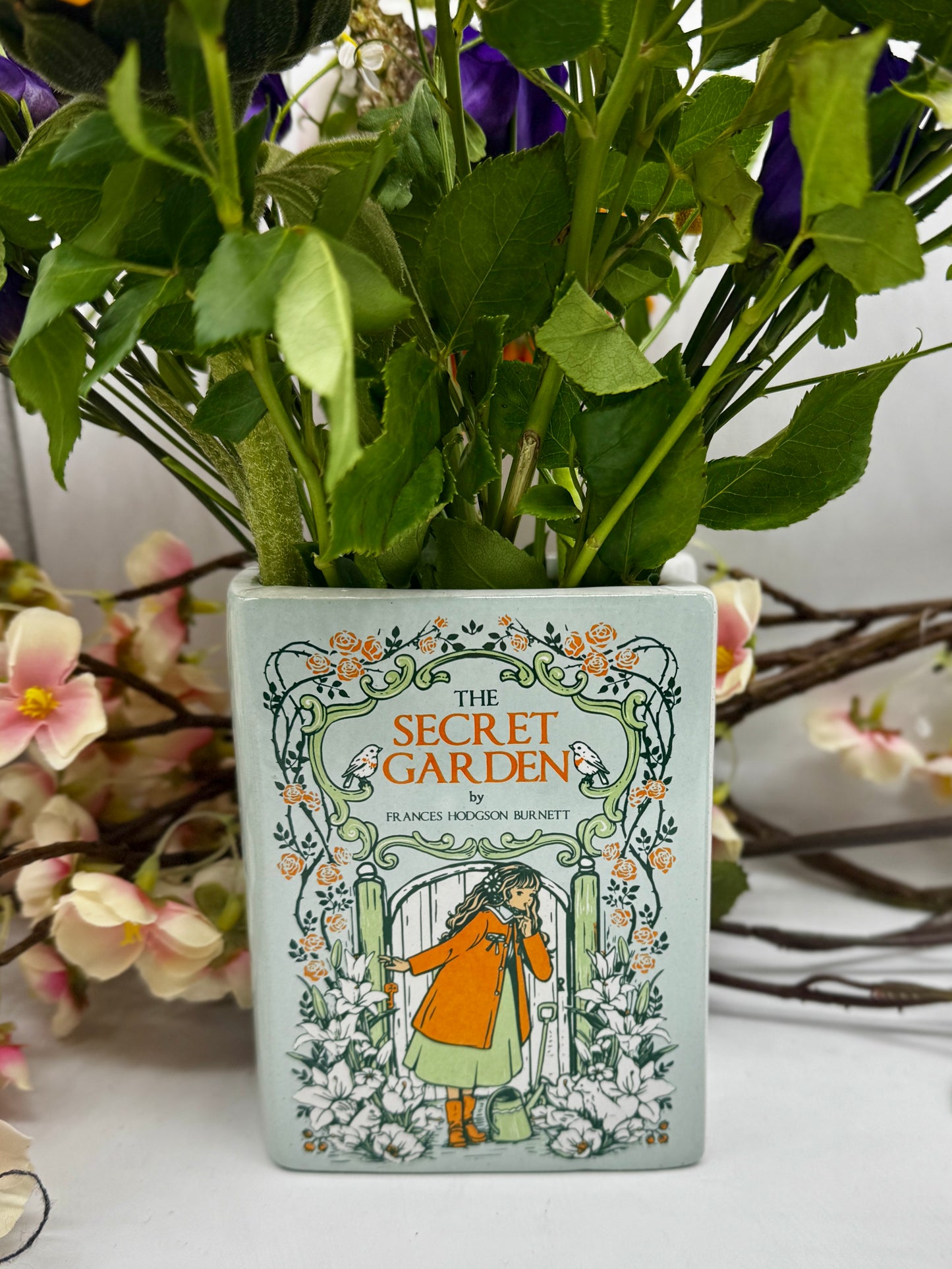 Book Vase: The Secret Garden Green
