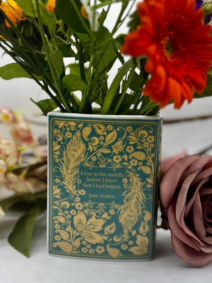 Book Vase: Pride and Prejudice Book Vase Blue & Gold