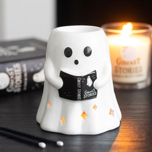 Ghost Stories Oil Burner | Cute Ghost Wax Melt Burner & Book Lover Decor