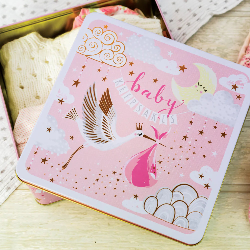 Large Keepsake Tin - Baby Girl Keepsakes