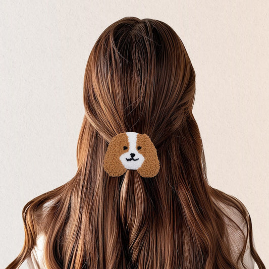 Handmade Dog Shape Punch Needle Hair Clip