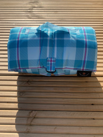 Turquoise Tartan Pet Travel and Settle Mat