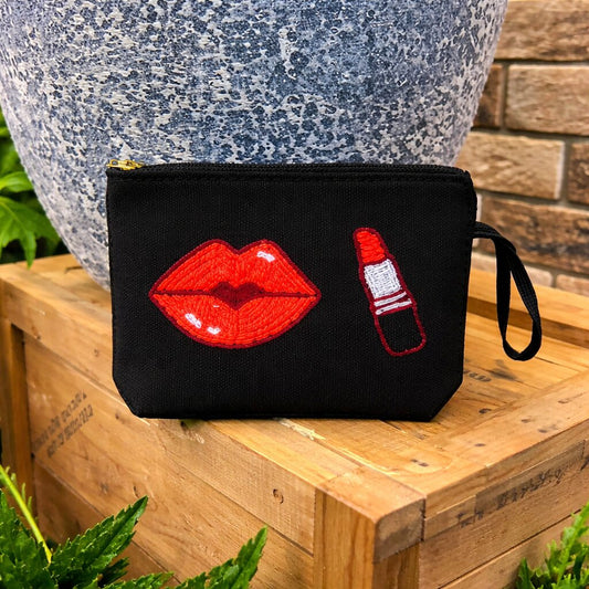 Handmade Lips Punch Needle Clutch