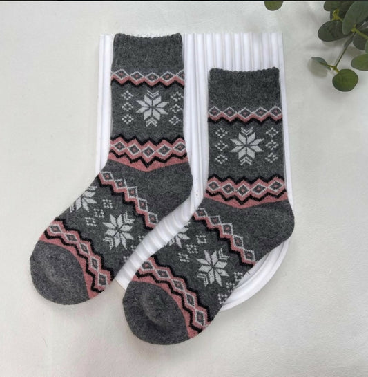 Snowflake Socks - Dark Grey