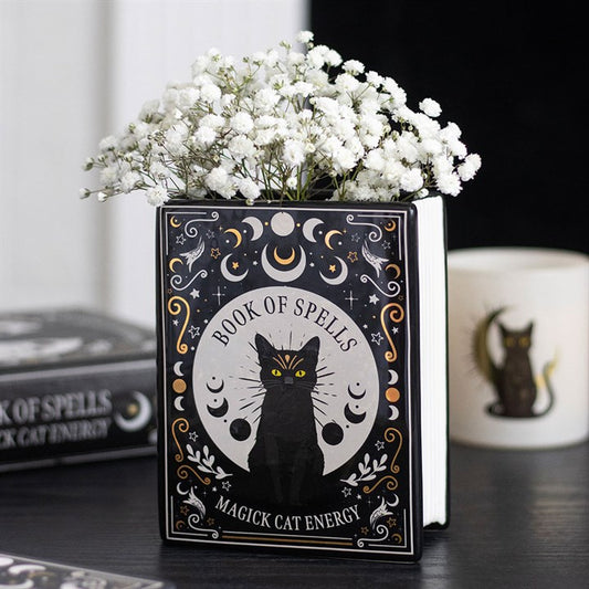 Book Vase: Book of Spells Cat Vase | Magick Cat Energy