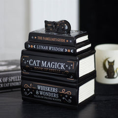 Cat Magick Book Stack Oil Burner | Witchy Cat Wax Melt Burner