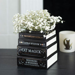 Cat Magick Book Stack Vase | Witchy Cat Lover Home Decor