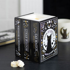 Book of Spells Cat Oil Burner | Witchy Book Stack Wax Warmer