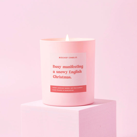 Busy Manifesting A Snowy English Christmas Candle