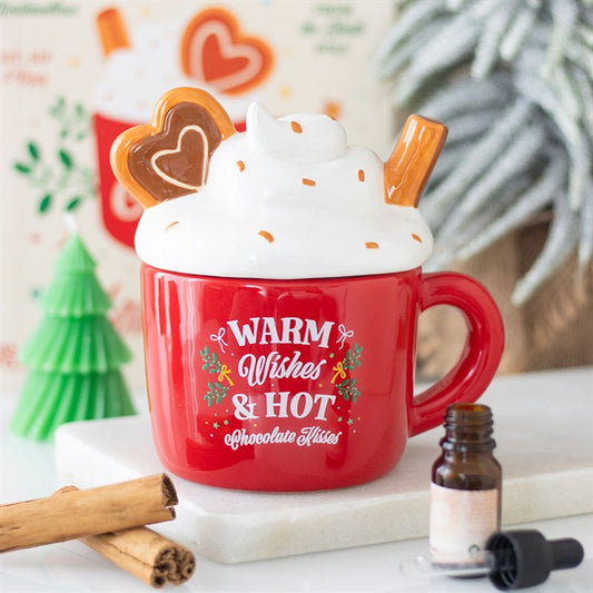 Hot Chocolate Mug Shaped Oil Burner – ‘Warm Wishes & Hot Chocolate Kisses’