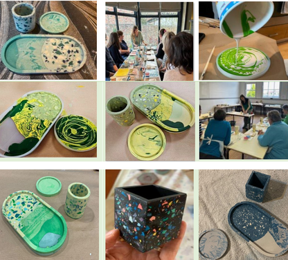 Make your own Oval Trinket Tray, Terrazzo Pot and Marbled Coaster Workshop Thursday 30th April