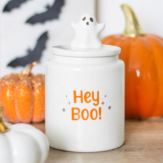Ghost Ceramic Storage Jar: Hey Boo