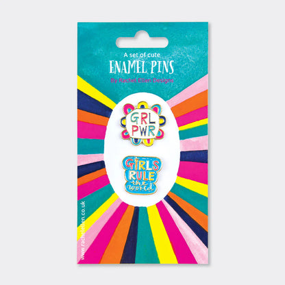 Pin Badge Set: Girls Rule & Girl Power