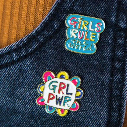 Pin Badge Set: Girls Rule & Girl Power