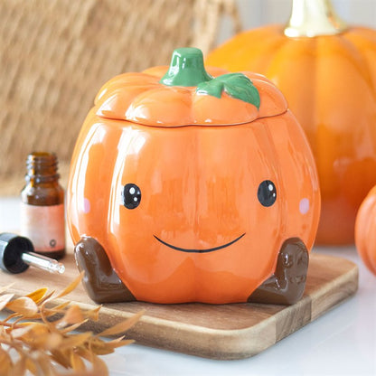 Cute Pumpkin Oil Burner | Smiling Pumpkin Wax Melt Burner & Autumn Decor