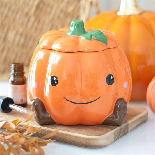 Cute Pumpkin Oil Burner | Smiling Pumpkin Wax Melt Burner & Autumn Decor