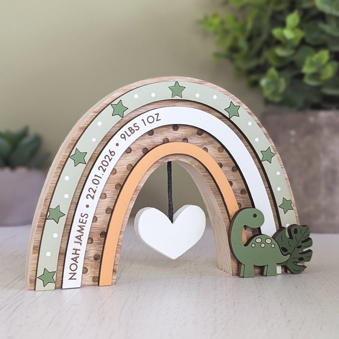 Personalised dinosaur rainbow