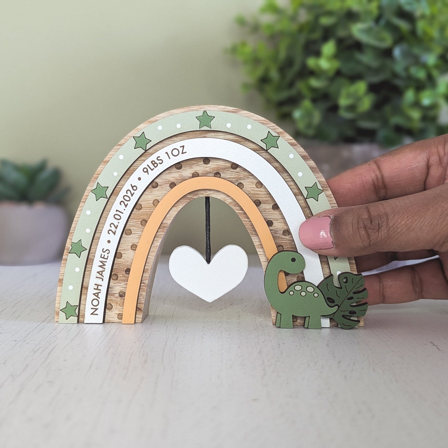 Personalised dinosaur rainbow