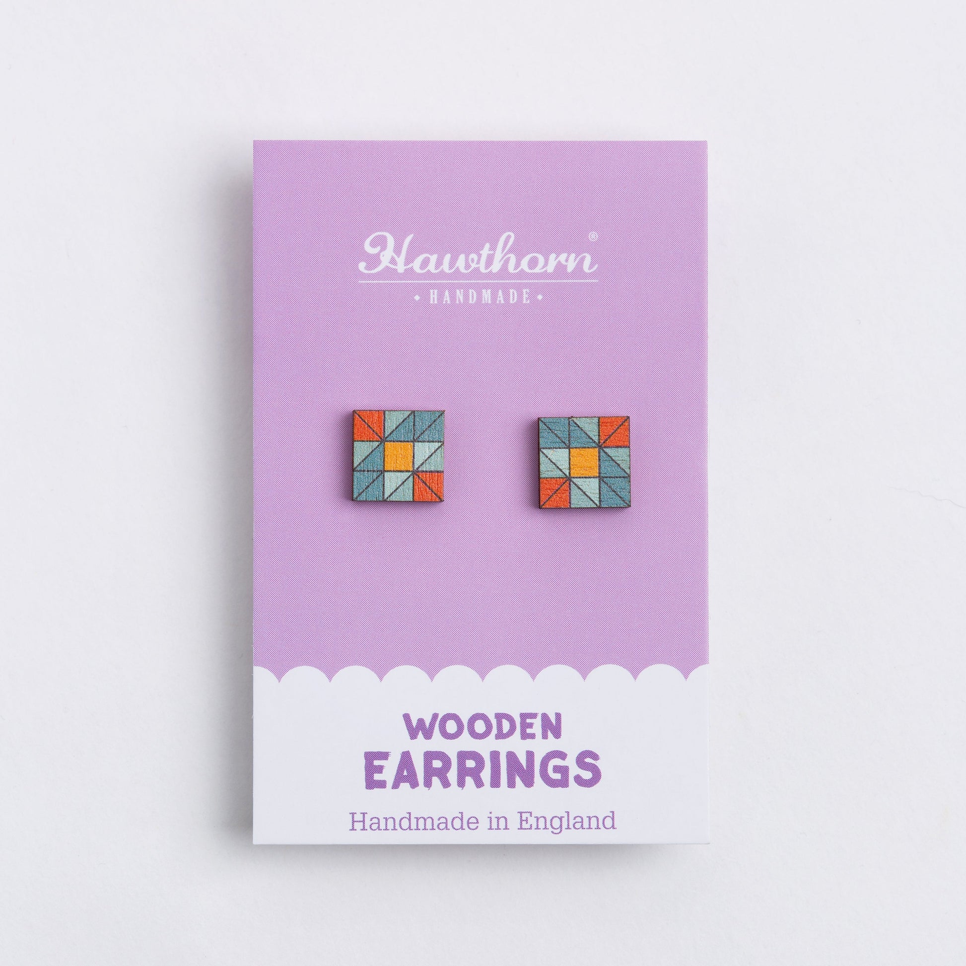 Quilt Block Wooden Earrings - Quilting Gift