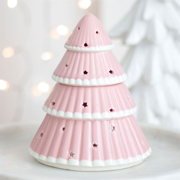Pink Christmas Tree Ceramic Oil Burner