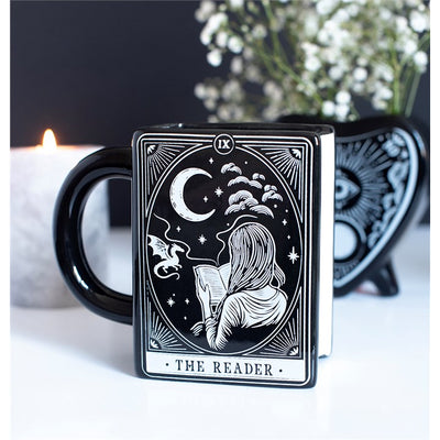 Book Mug: The Reader Book Shaped Mug | Gothic Tarot Bookish Mug | 450ml