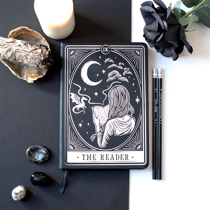 The Reader A5 Notebook | Tarot Inspired Bookish Journal | Dragon & Moon Notebook