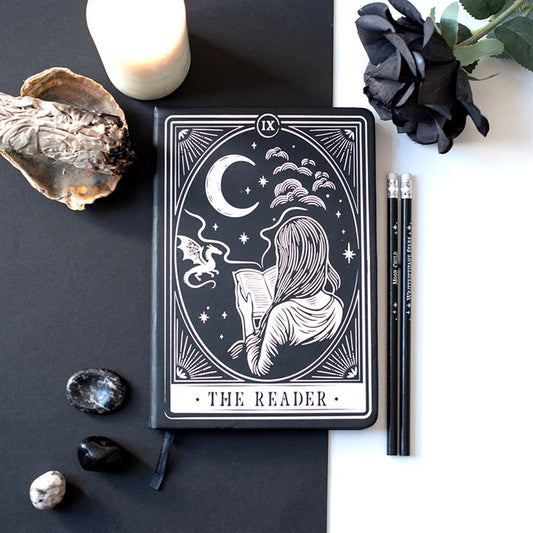 The Reader A5 Notebook | Tarot Inspired Bookish Journal | Dragon & Moon Notebook